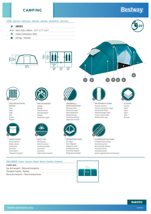 Bestway Family Ground telt til 4 personer
